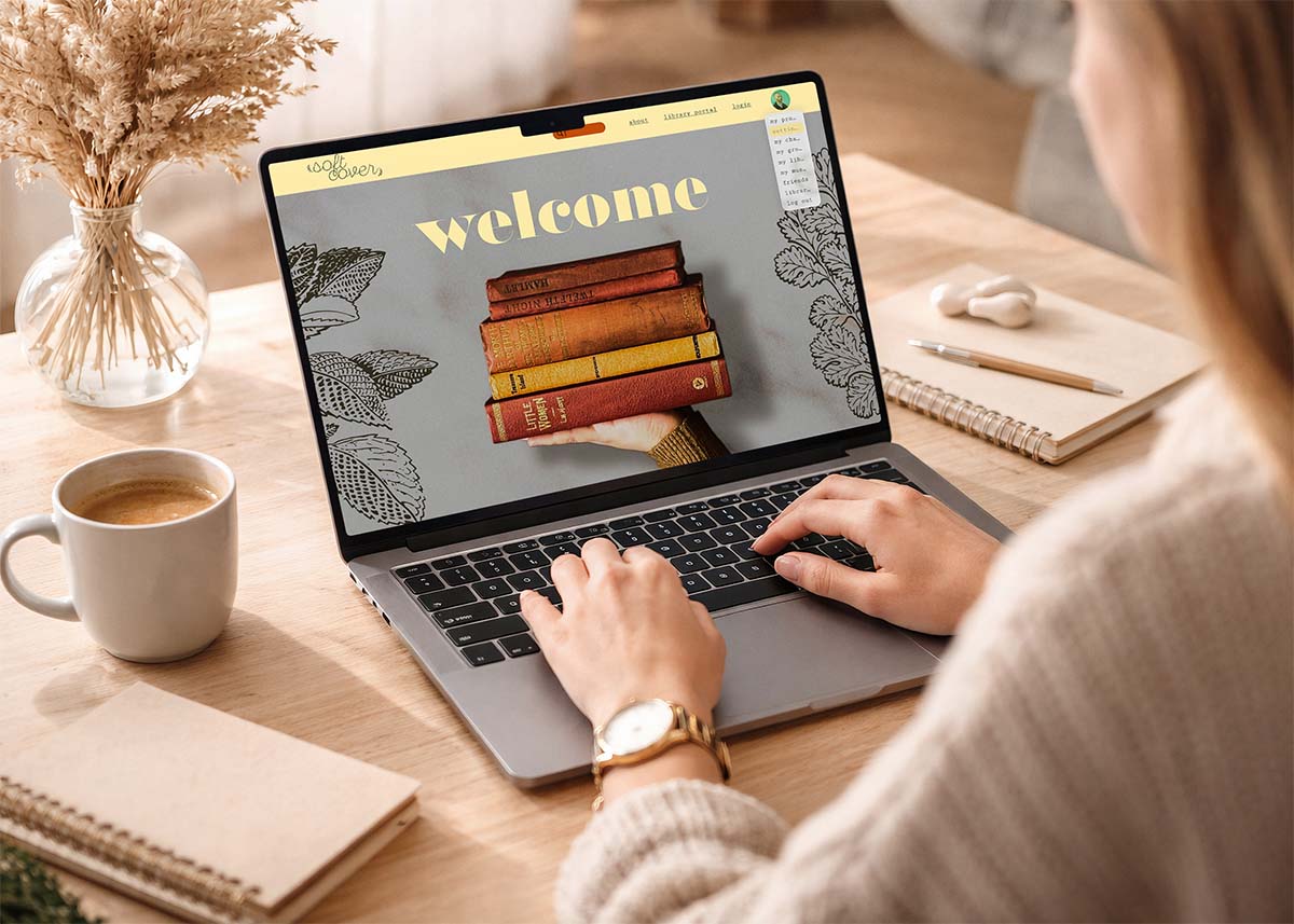 mockup of softcover.com on laptop